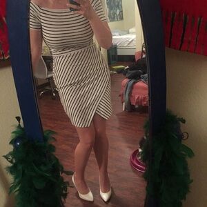 1. State Black and White Striped Mini Dress